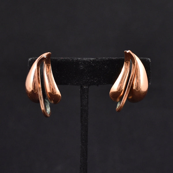 Renoir Copper Vintage Leaf Earrings Cats Like Us