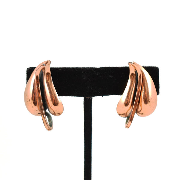 Renoir Copper Vintage Leaf Earrings Cats Like Us