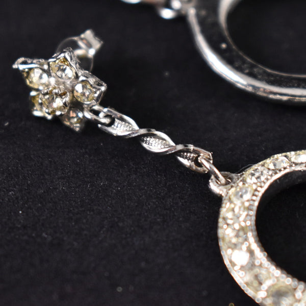 Rhinestone Circle Vintage Earrings Cats Like Us