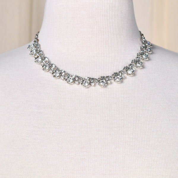 Rhinestone Flower Necklace Cats Like Us