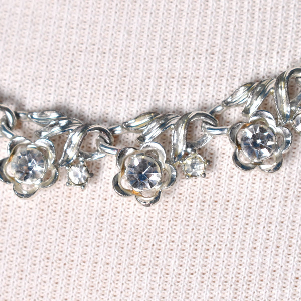 Rhinestone Flower Necklace Cats Like Us