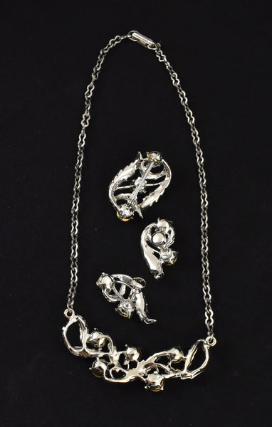 Rhinestone Leaf Jewelry Set Cats Like Us
