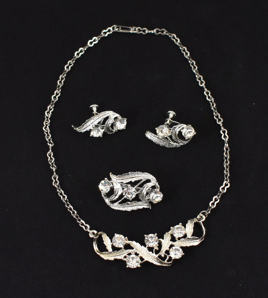 Rhinestone Leaf Jewelry Set Cats Like Us