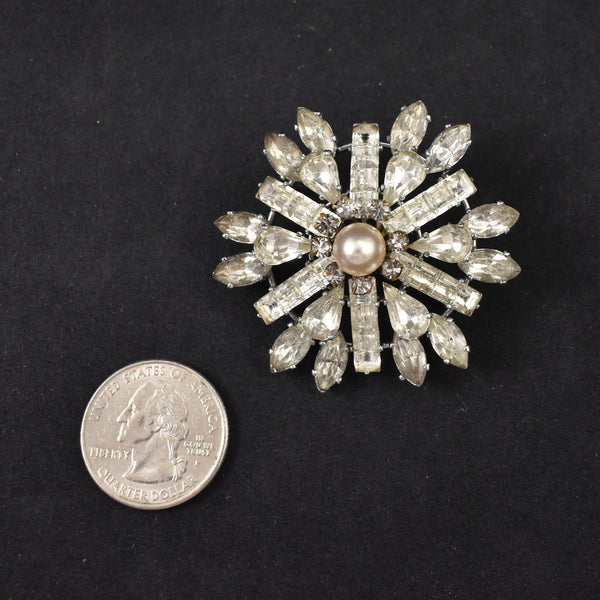 Rhinestone & Pearl Snowflake Brooch Cats Like Us