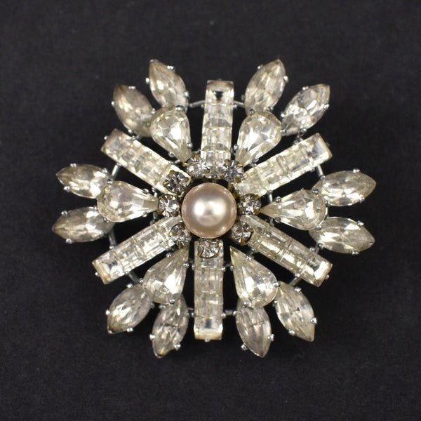 Rhinestone & Pearl Snowflake Brooch Cats Like Us