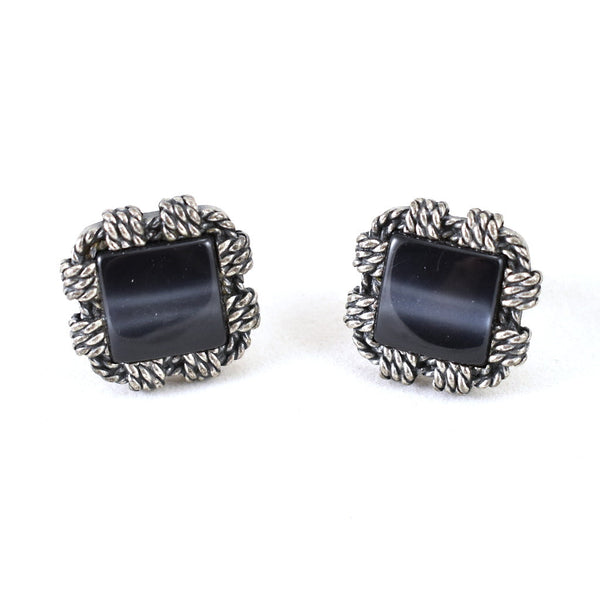 Rope & Black Stone Cuff Links Cats Like Us