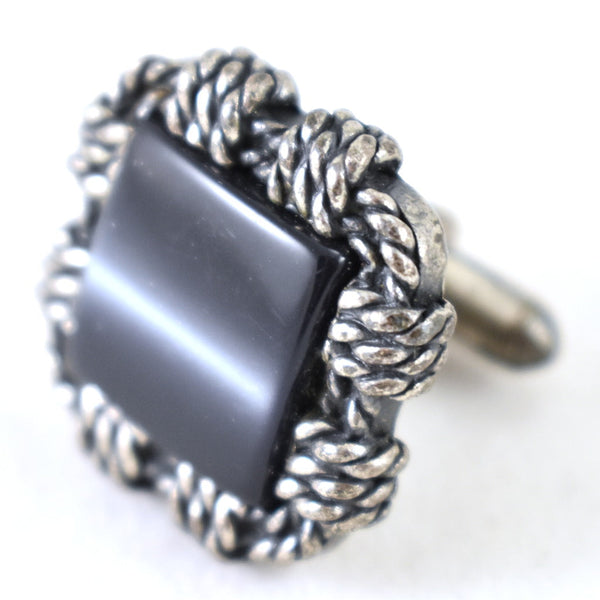 Rope & Black Stone Cuff Links Cats Like Us