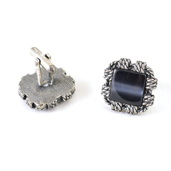 Rope & Black Stone Cuff Links Cats Like Us