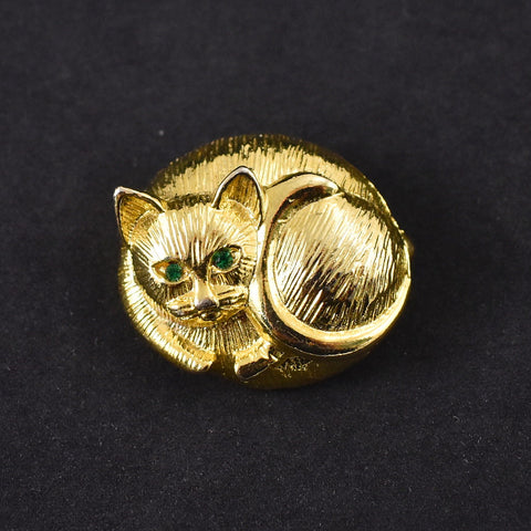 Round Gold Cat Loaf Brooch Cats Like Us