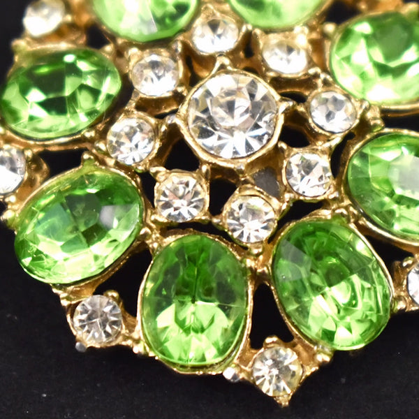 Round Green Rhinestone Brooch Cats Like Us