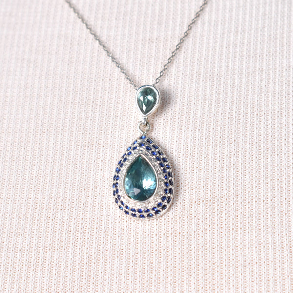 SS Aqua Rhinestone Necklace Cats Like Us