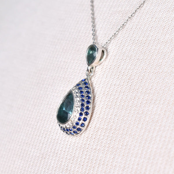 SS Aqua Rhinestone Necklace Cats Like Us