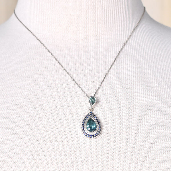 SS Aqua Rhinestone Necklace Cats Like Us