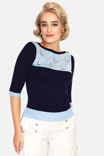 Sail Away Boat Sweater Cats Like Us