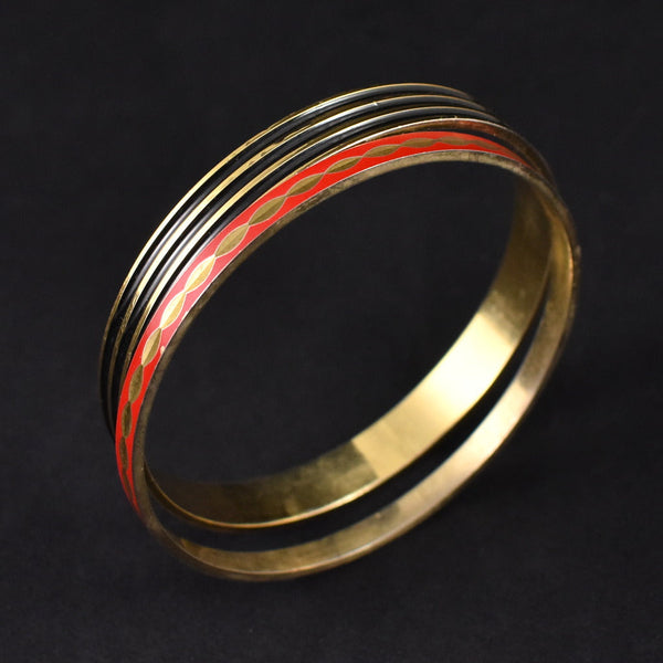 Set of 2 Black & Red Enamel Bangles Cats Like Us