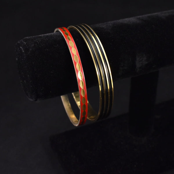 Set of 2 Black & Red Enamel Bangles Cats Like Us