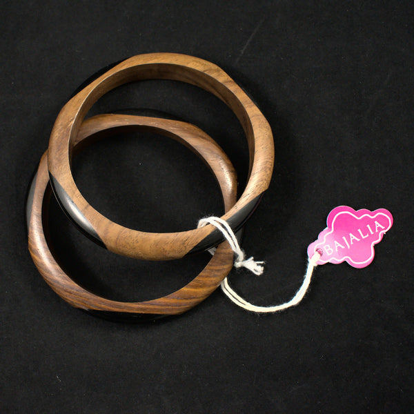 Set of Two Oval Dot Wood Bangle Vintage Bracelets Cats Like Us