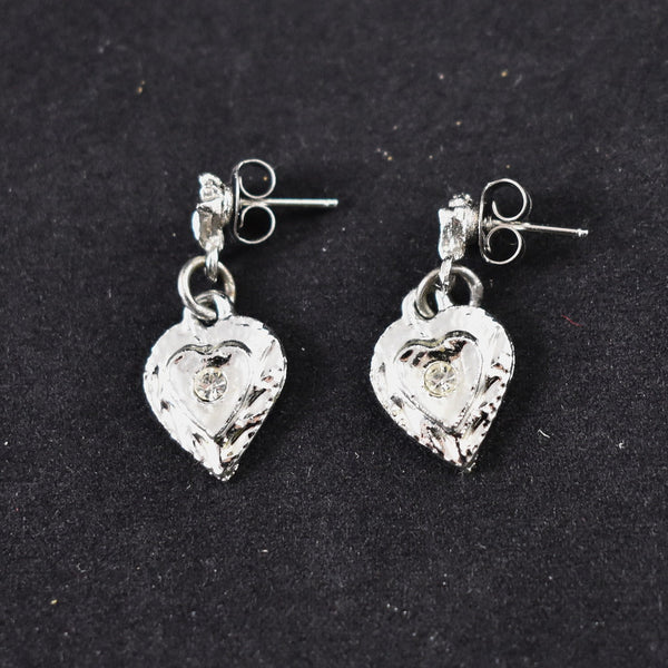 Shiny Heart Rhinestone Earrings Cats Like Us