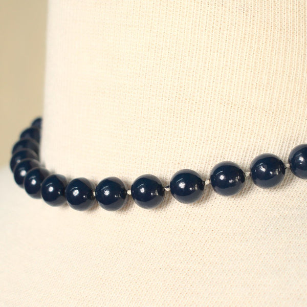 Short Navy Bead Necklace Cats Like Us