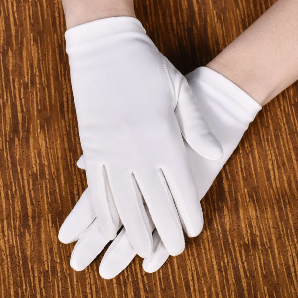 Short White Elastic Gloves Cats Like Us