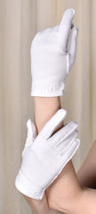 Short White Squiggle Vintage Gloves