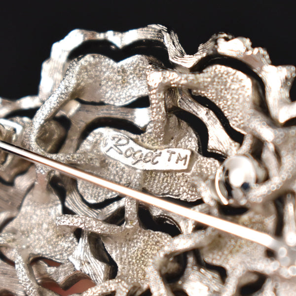 Silver Abstract Flower Roget Brooch Cats Like Us