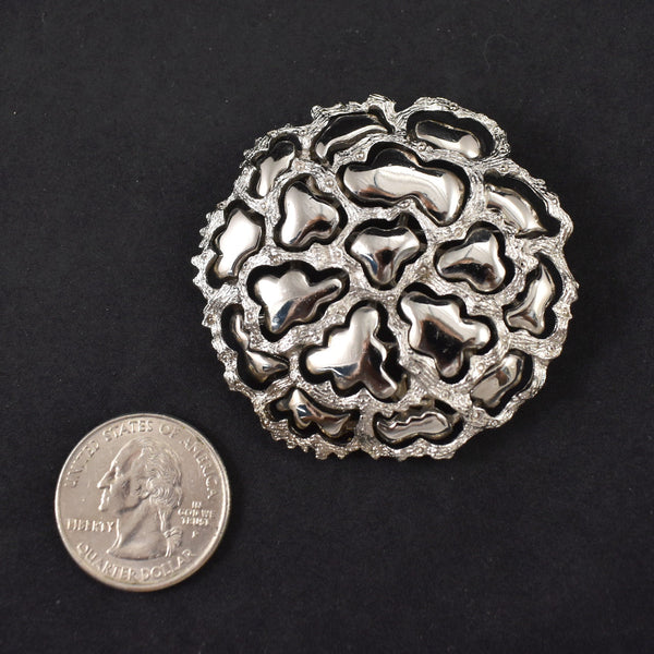 Silver Abstract Flower Roget Brooch Cats Like Us