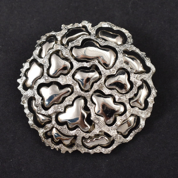 Silver Abstract Flower Roget Brooch Cats Like Us