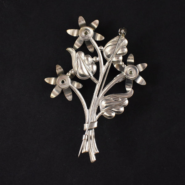 Silver & Aqua Bouquet Brooch Set Cats Like Us