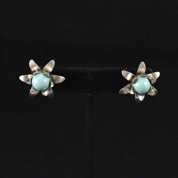 Silver & Aqua Bouquet Brooch Set Cats Like Us