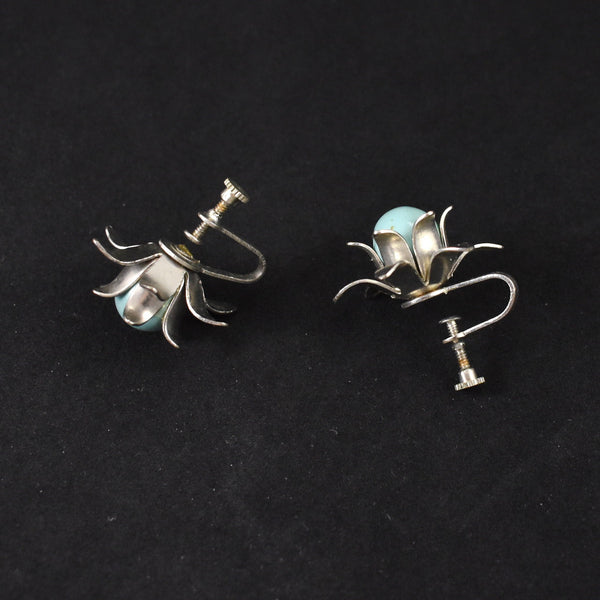 Silver & Aqua Bouquet Brooch Set Cats Like Us
