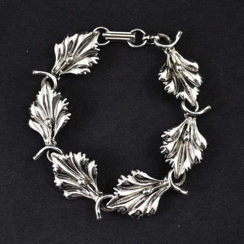 Silver Floral Link Bracelet Cats Like Us