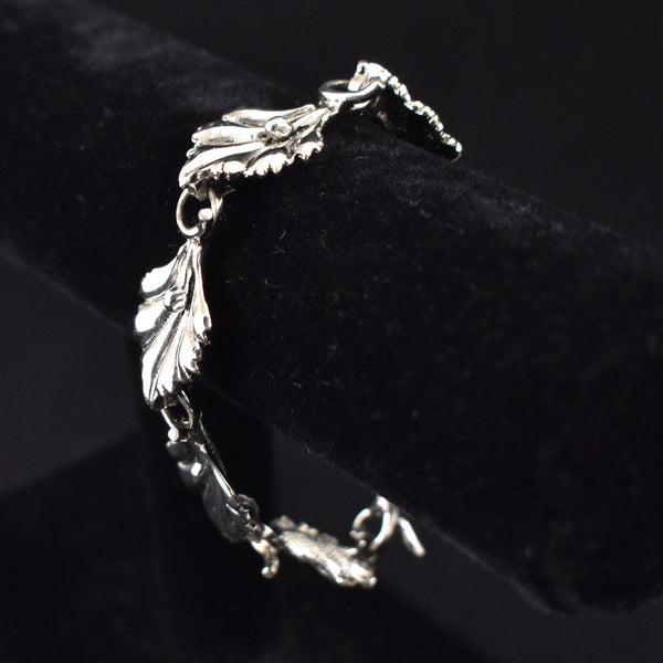 Silver Floral Link Bracelet Cats Like Us