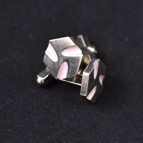 Silver Hexagon Pink Cuff Links Cats Like Us