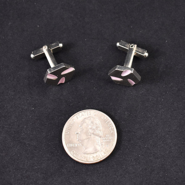 Silver Hexagon Pink Cuff Links Cats Like Us