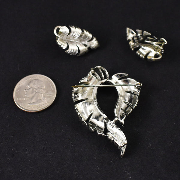 Silver Leaf Lisner Brooch Set Cats Like Us