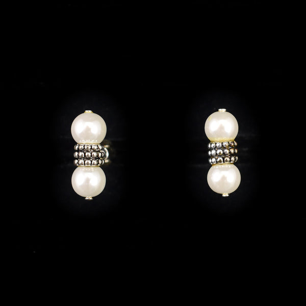 Silver & Pearl Vintage Cuff Links Cats Like Us