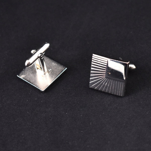 Silver Square Burst Cuff Links Cats Like Us