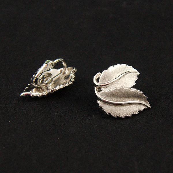 Silver Textured Leaf Earrings Cats Like Us
