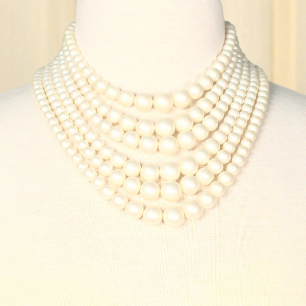 Six Strand Pearl Vintage Necklace Cats Like Us