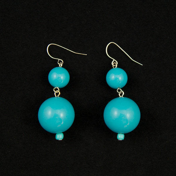 Sky Blue Double Bead Earrings Cats Like Us