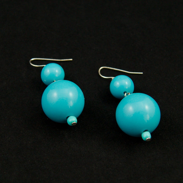 Sky Blue Double Bead Earrings Cats Like Us