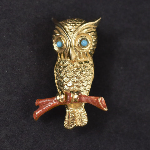 Small Gold Owl Pin Cats Like Us