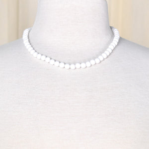 Small White Bead Necklace Cats Like Us