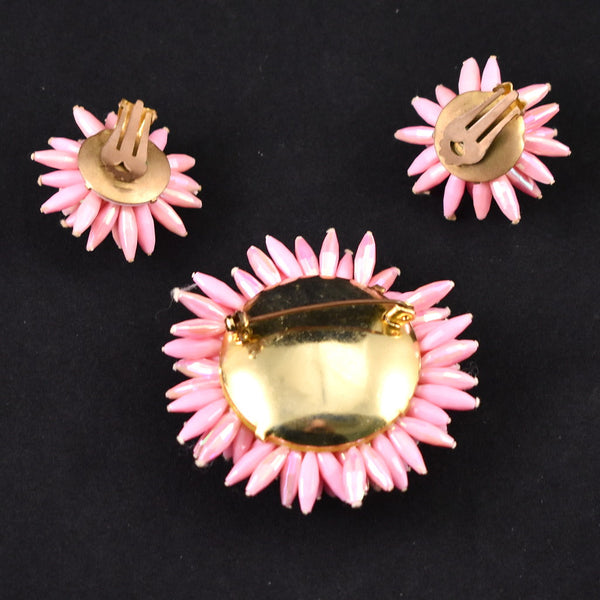 Spikey Pink Bead Vintage Brooch Set Cats Like Us