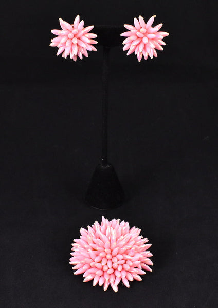 Spikey Pink Bead Vintage Brooch Set Cats Like Us