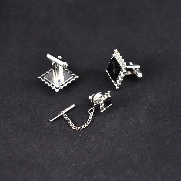 Square Vintage Cuff Links & Tie Set Cats Like Us