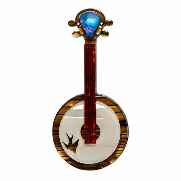 Stay Plucky Banjo Brooch Cats Like Us
