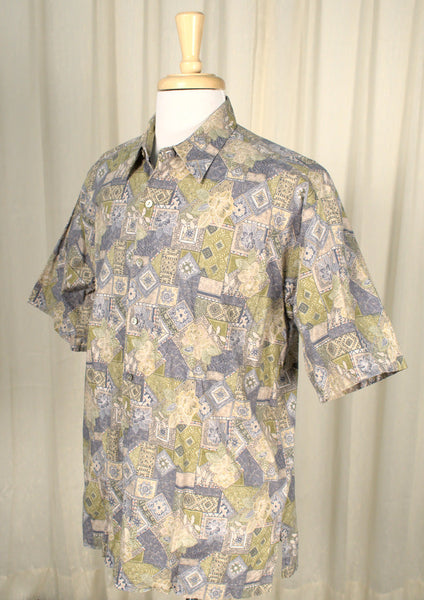 Subtle Floral Aloha Tiki Shirt Cats Like Us