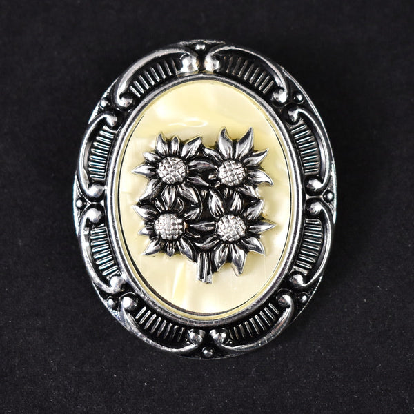 Sunflower Cameo Vintage Scarf Clip Cats Like Us